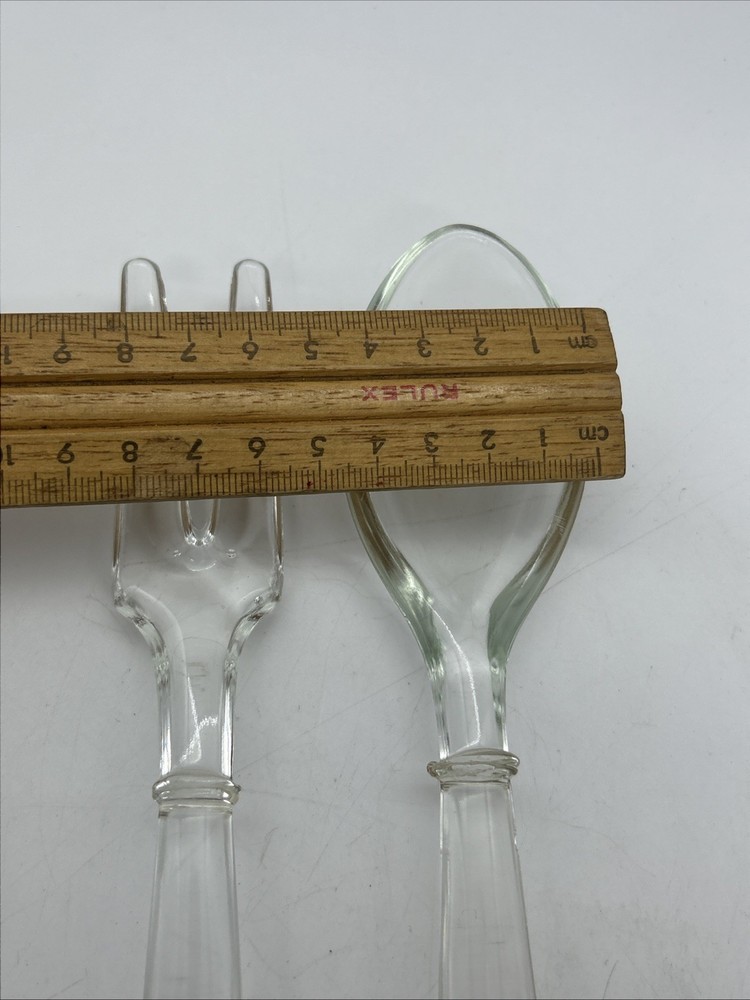 Vintage Pressed Glass Salad Servers Fork Spoon MCM