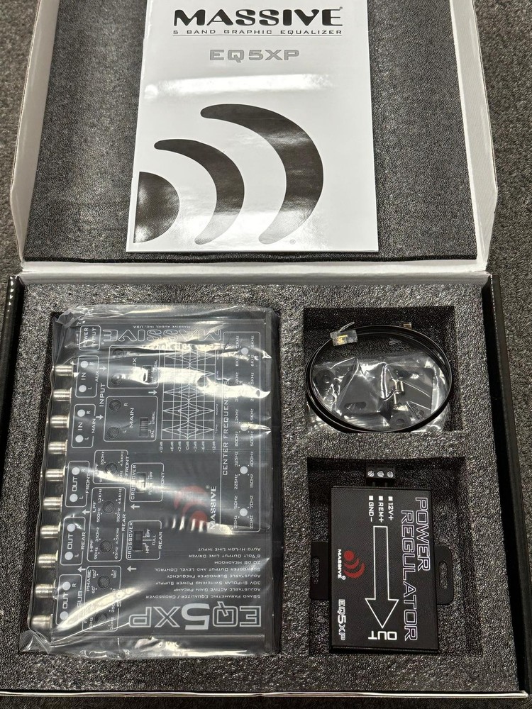 Massive Audio EQ5XP 1/2 DIN 5 Band Parametric Equalizer 8 Volt Line Driver NEW