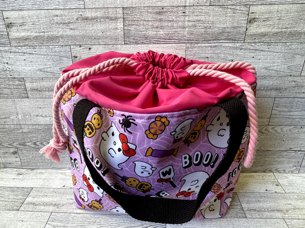 Project Bag Knitting Crochet DrawstringYarn Storage Halloween Ghost Fall Storage