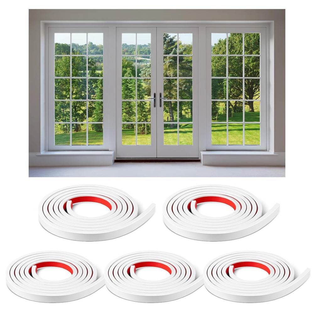 KEOHOLI 5 Rolls Total 32.8ft Window Grille Inserts Grid Kit Self White