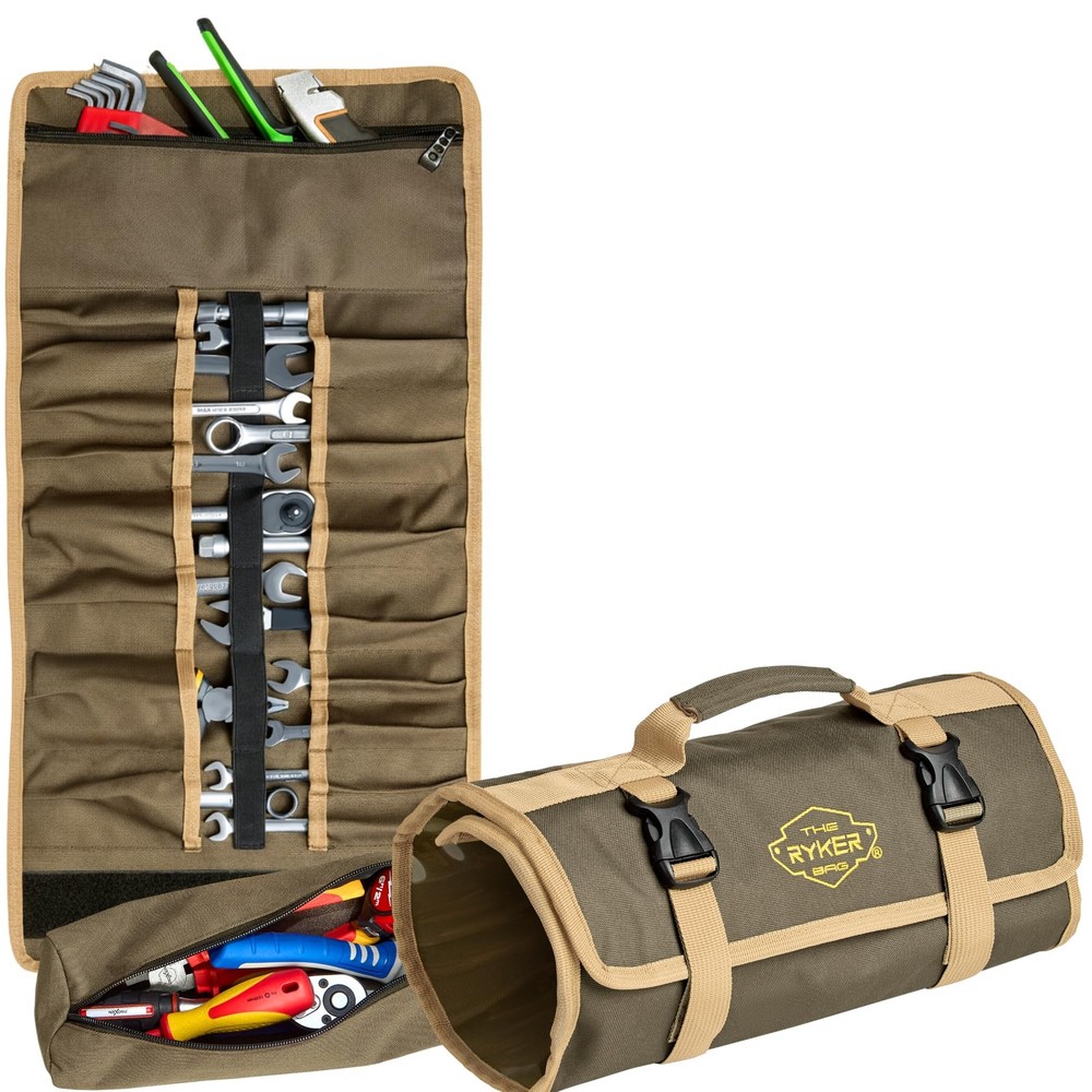 Ryker Heavy-Duty Canvas Tool Roll Organizer - Wrenches, Sockets & Hand Tools