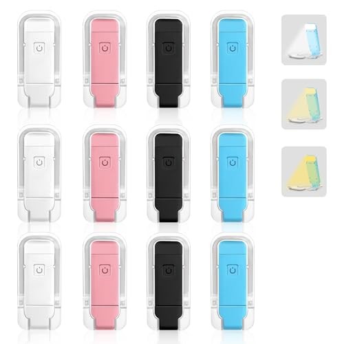 12 Pack Reading Light,Rechargeable Book Light for Reading in Multicolor