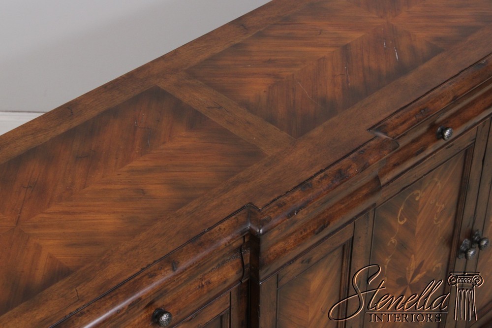 L72635: Continental Style Inlaid Front Distressed Sideboard Console