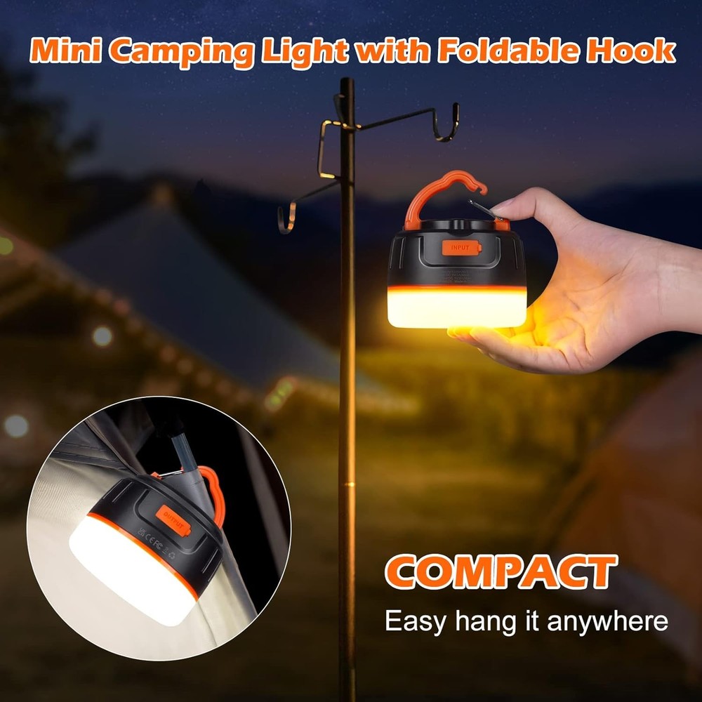 Sinvitron LED Camping Lantern Rechargeable with Remote 2 Pack, Black&Org