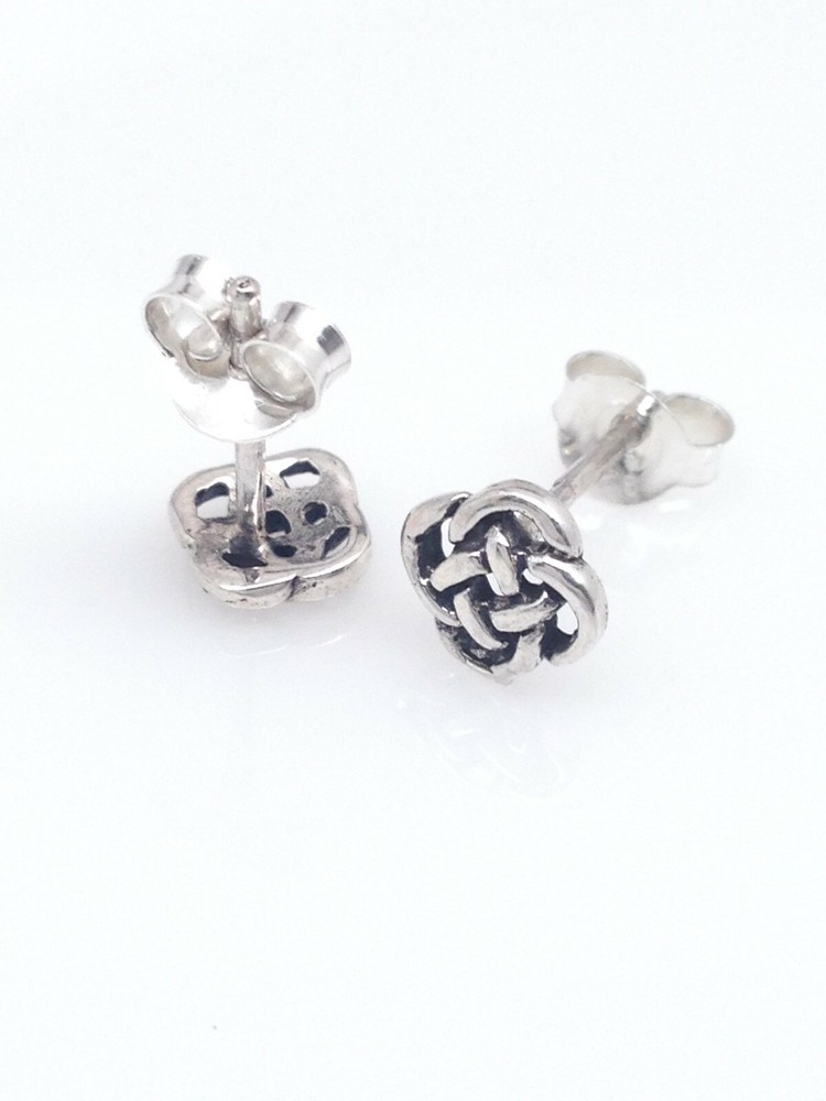 Small Celtic Knot Stud Earrings 925 Sterling Silver Womens 5.8mm Tiny