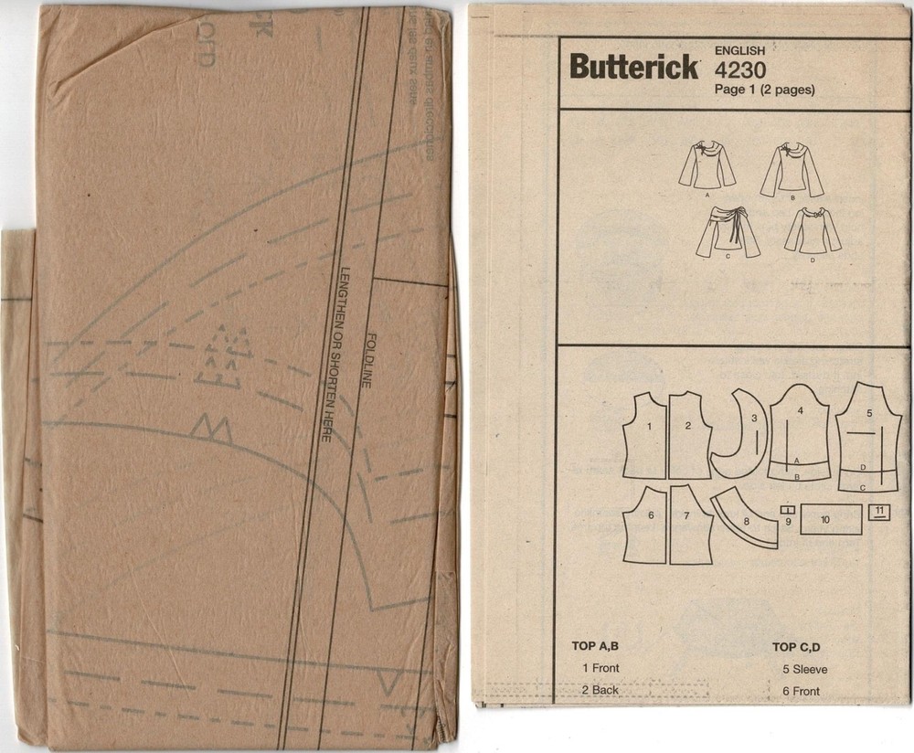 BUTTERICK Fast & Easy Pattern B4230 Pullover Top Size XS-S-M UNCUT