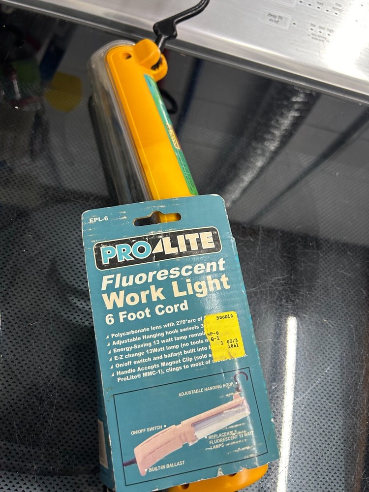 NOS (SEE PICS) ProLite EPL-6 Fluorescent Hanging hook Work Light Hand 6ft 13W