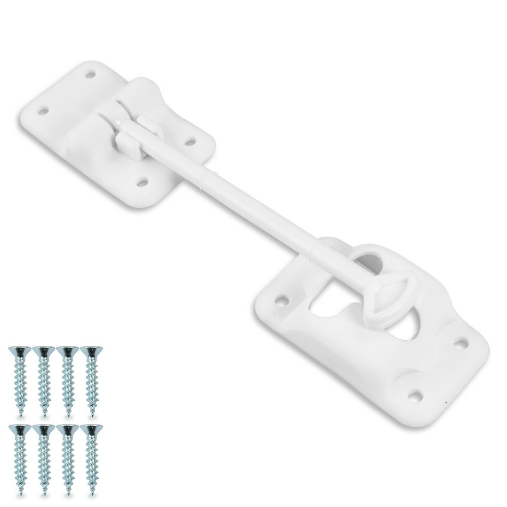RV Trailer 6" T-style Entry Door Catch Holder Plastic with Bracket White