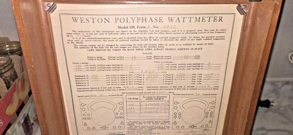 1970 Weston AC DC Polyphase Wattmeter Model 329 Form 3 Super clean