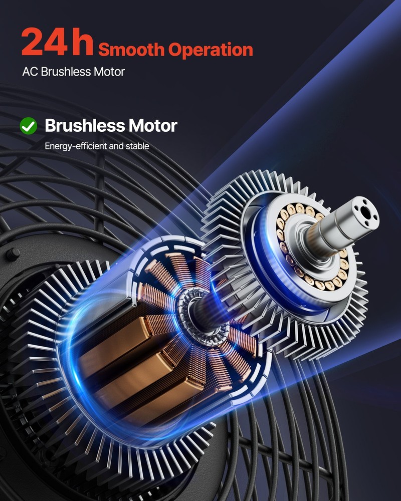 VEVOR 14 in Shutter Exhaust Fan with Smart Programming Controller Wall Mount