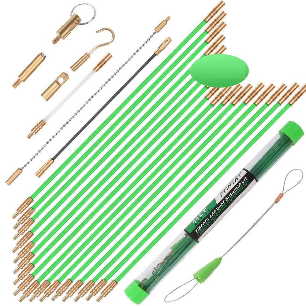 FTIHTRY 45FT Fiberglass Running Electrical Wire Cable Glow Rods Wire Pulling ...