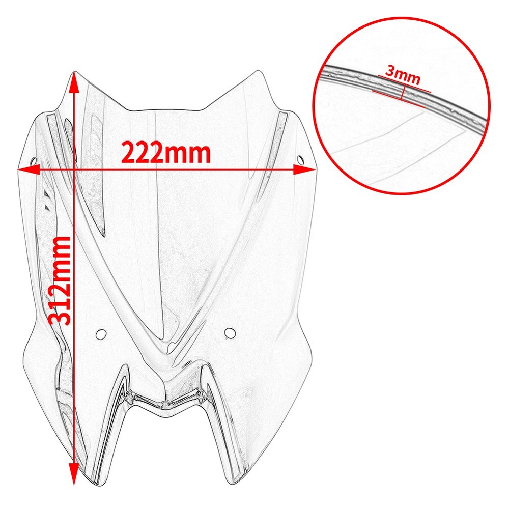 WOLFLINE Windshield Protector for Kawasaki Z650 2020-2024 ABS Windscreen
