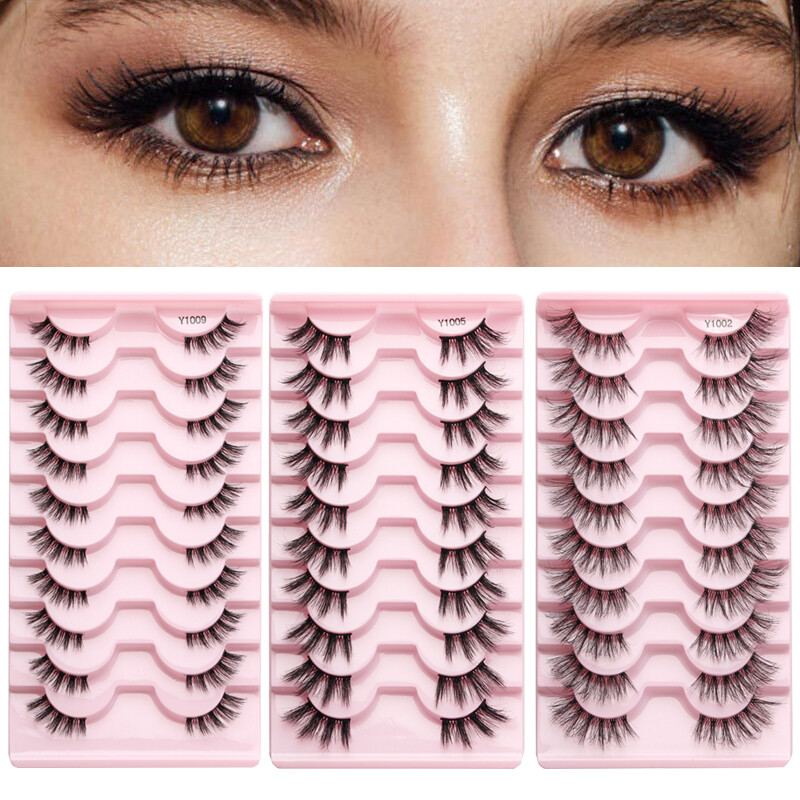 Eyelash Extension Reusable Half Eyelashes Segmented False Eyelashes 10Pairs❥