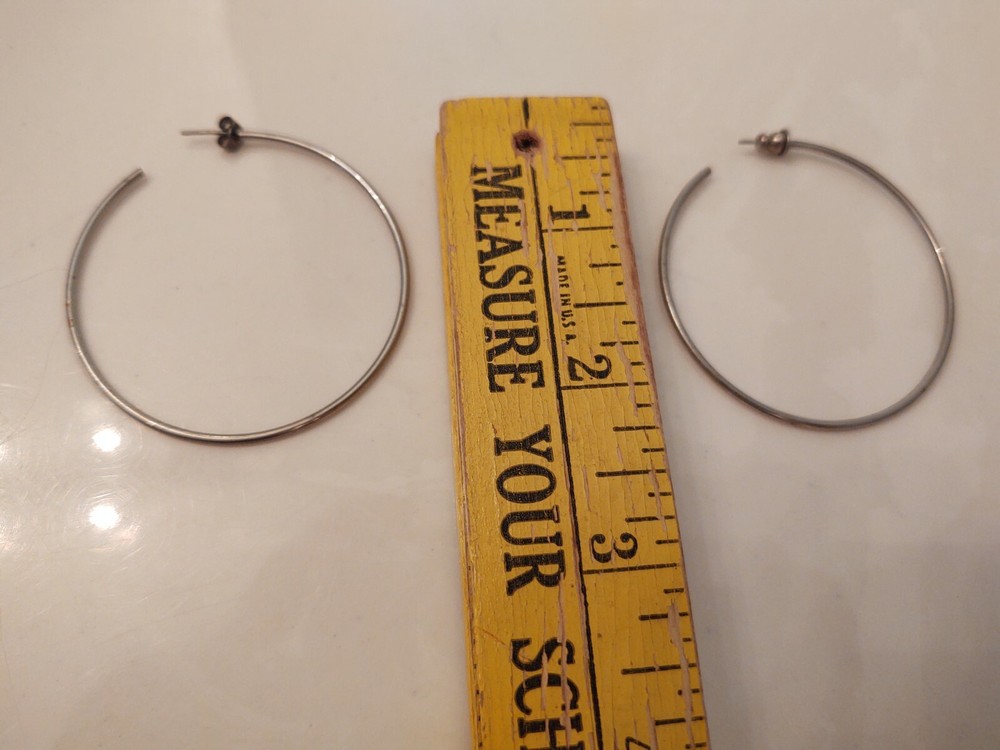 Drop Earrings Silver tone Large Hoops