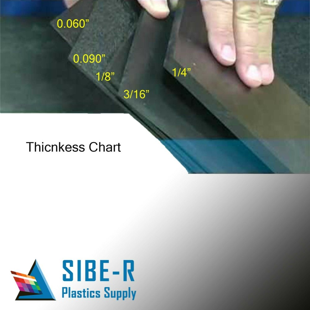 (2-Pack) ABS Plastic Sheet - 3/16" Thick - Black - 6" x 12" - Vacuum Forming