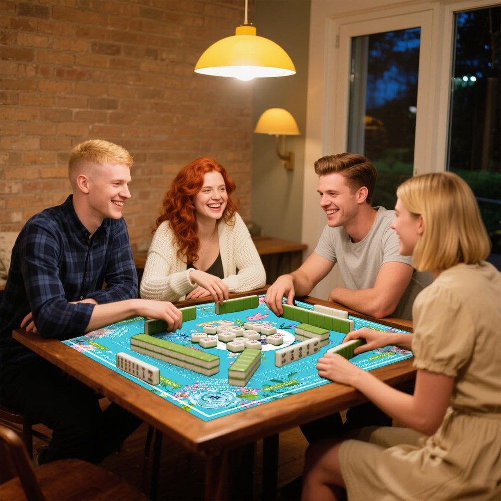 mahjong mat for table with Drawstring Light Blue 31.5 inches