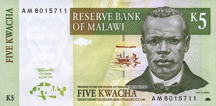 Malawi 5 Kwacha 1997 Pick 36a UNC
