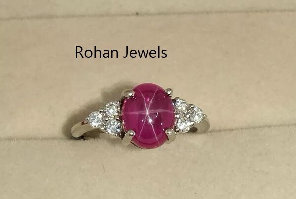 Star Ruby Sapphire Women Ring 925 Sterling Silver Lab Created Handmade Ring