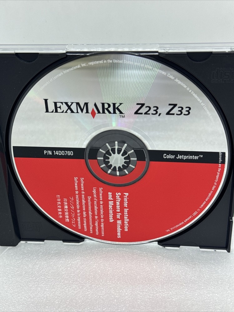 Lexmark Z23 Z33 Color Jet Printer Driver Software CD Disk For Windows & Mac 2001