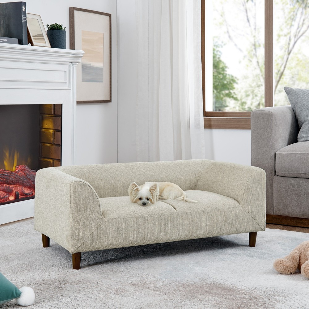 Pet sofa with backrest and armrests, modern rectangular pet sofa suitable for sm