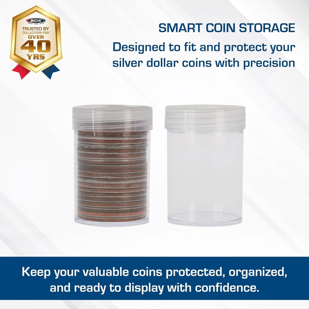 BCW Coin Tubes for Silver Dollars - 10 Pack | Holds "Eisenhower" Dollar