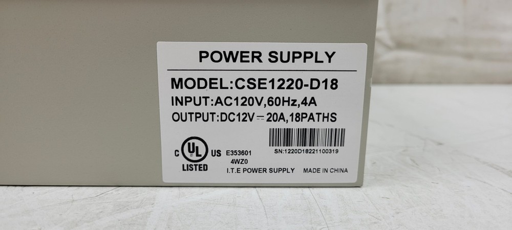 18-Channel DC 12-Volt 20-Amp Output CCTV Distributed Power Supply Box/Converter