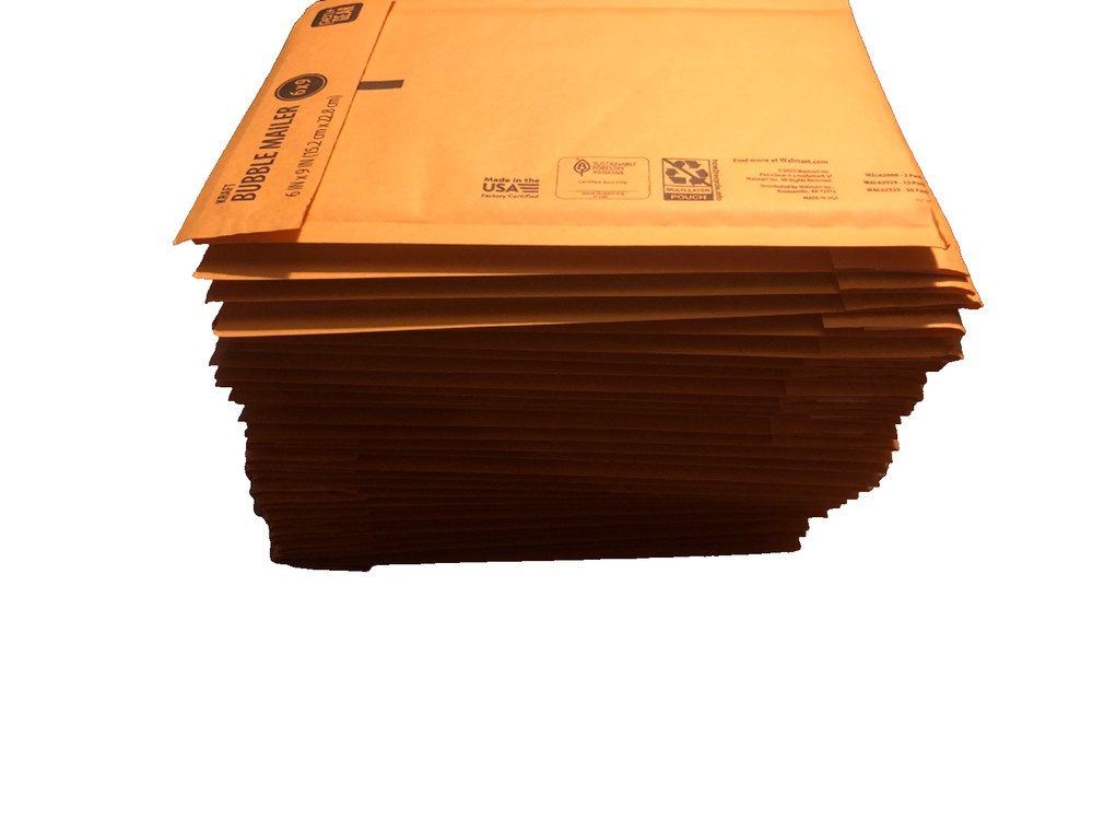 6 in x 9 in bubbled omvolope