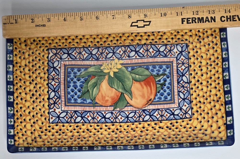 Williams Sonoma Sicily Rectangular Platter 14.25” Portugal Fruit Design