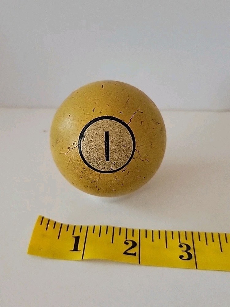 Vintage No. 1 Solid Yellow Pool Ball Billiard 2" Replacement (R)