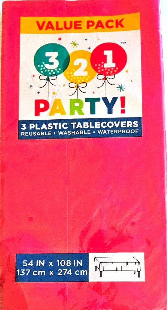3ct Party Table Covers Red 54"x108"