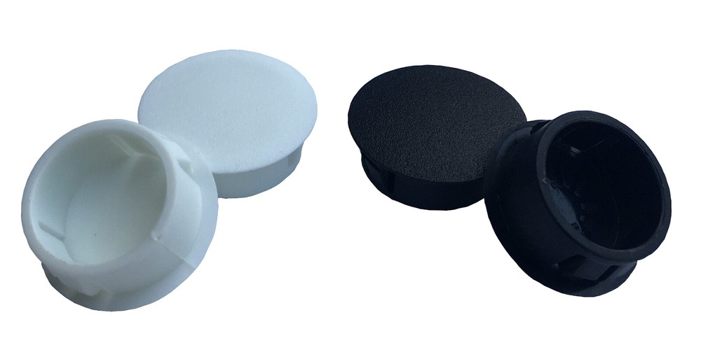 3/4 Locking Sheet Metal Panel Plug Caps for Holes - Round Black/White Plastic
