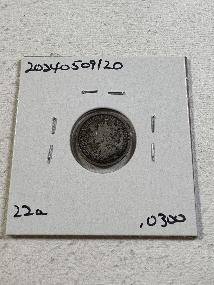 1920 Canada 5 Cents Small Silver Coin