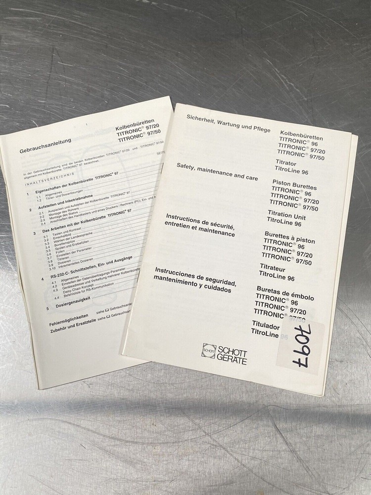 Schott Gerate Titronic - Users Manual / Instructions Book