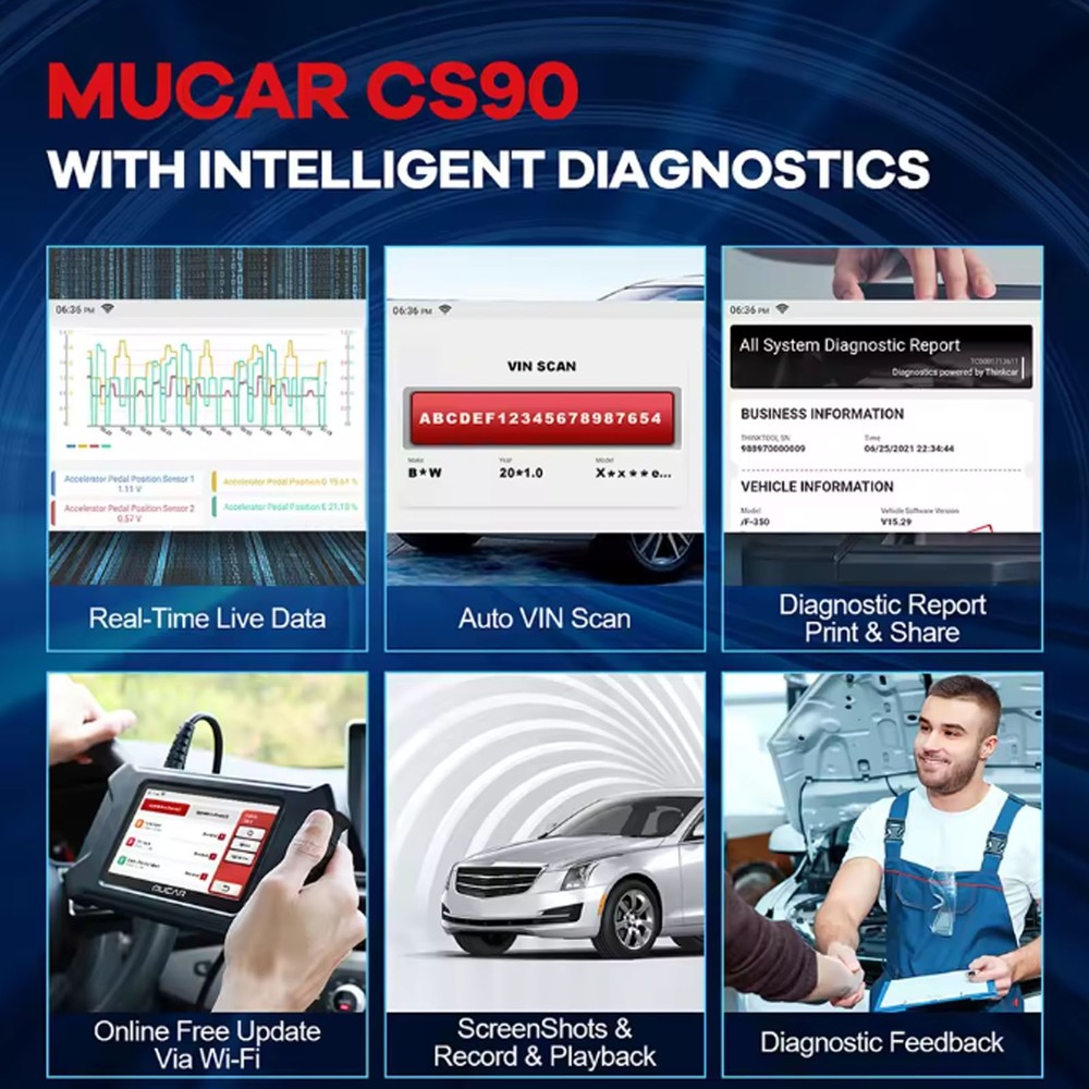USED MUCAR CS90 ECM Systems Auto Diagnostics Scanner Code Read+28 Reset LifeFree
