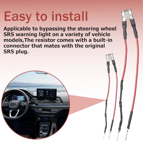 2 pcs Steering Wheel SRS Warning Light Bypass Resistor Kit, Compatible with