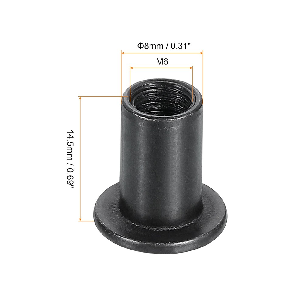 M6x12mm Hex Socket Head Insert Nut Screw Post Sleeve Nut Black Oxide 10pcs