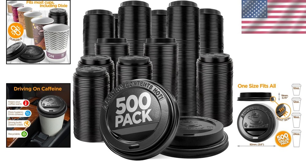 500 Ct. Coffee Cup Lids - Compatible with Various Sizes