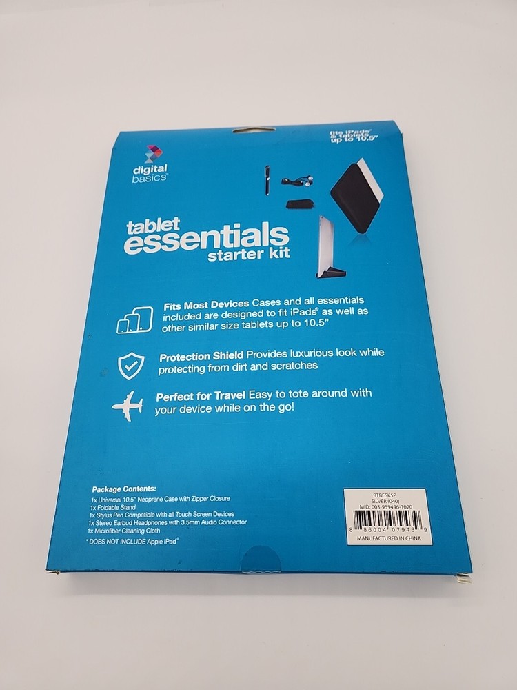 Digital Basics Tablet Essentials Starter Kit for 10.5" Tablets/iPad NEW SILVER