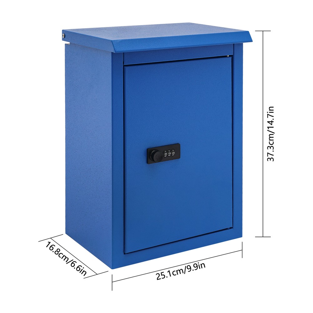 Modern Outdoor Waterproof Wall-mount Mailbox Blue Mailbox With Password Lock
