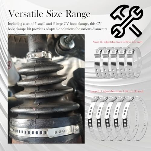 10PCS CV Boot Clamp Tool Kit Stainless Steel,Adjustable CV Axle Boot Clamp Kit