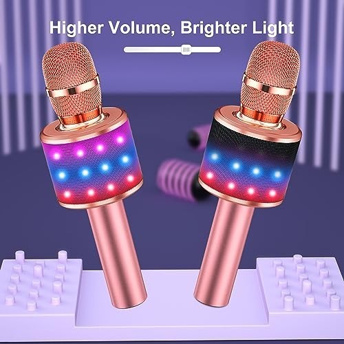 Wireless Karaoke Microphone with Disco Lights - Bluetooth Singing Mic for Kids &