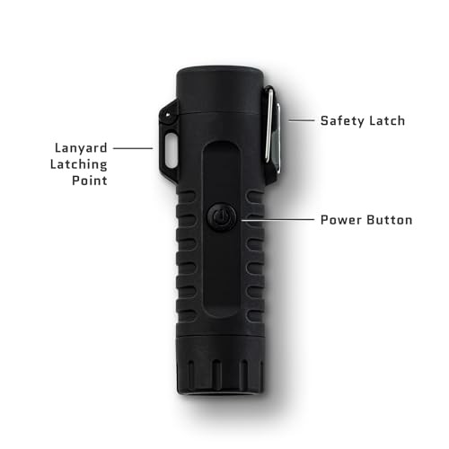 Plasma Lighter with Mini Flashlight | Rechargeable Dual-Arc Plasma Beam, Black