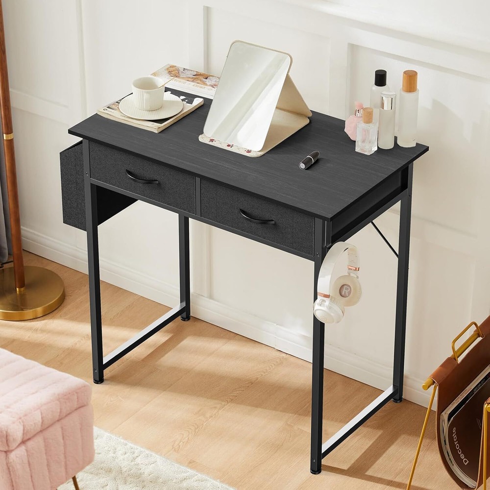 Small Computer Desk for Home Office, 32" Working PC Table with 2 Fabric Drawers