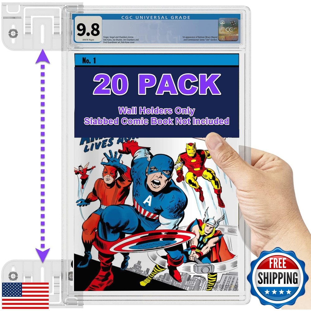 20 Pack Comic Book Display Shelf Slab Wall Mount Kit, Heavy Duty Comics Books
