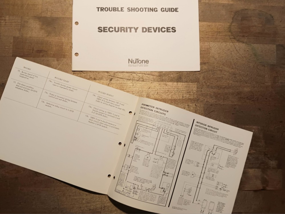 NuTone S-2252 / S-2152 Security System & Devices Troubleshooting Guides (Pair)
