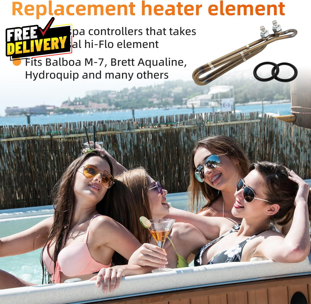 4KW 240V Flo Thru Hot Tub Heater Element 10in Replacement for Balboa Spa Pool…