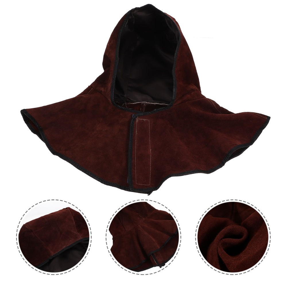Welding Hood Cowhide Protective Caps With Neck And Shoulder Drape
