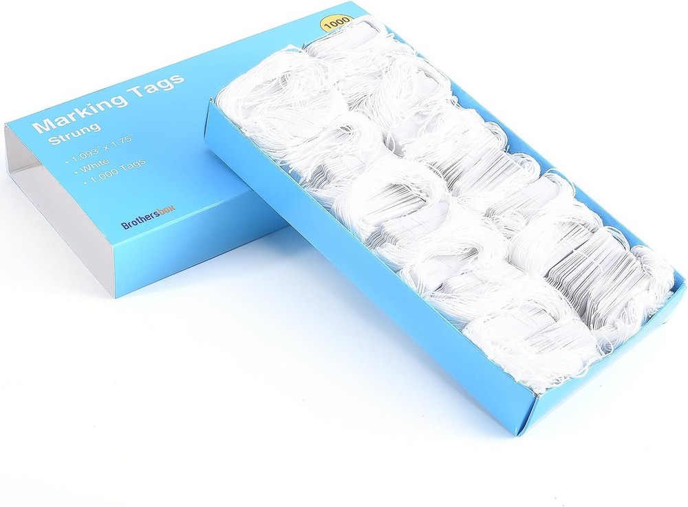 1000Pcs Price Tags with String Attached, White Marking Merchandise Strung Tags