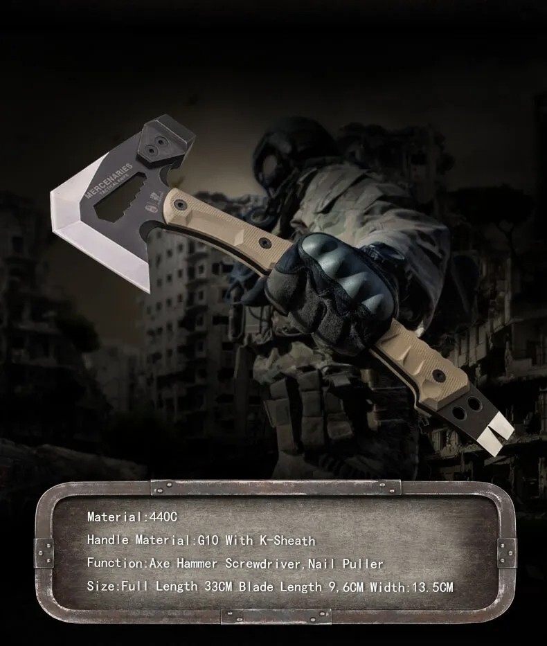 Multi Purpose Tactical Survival Axe Multi Function Tool Small Tomahawk Hatchet