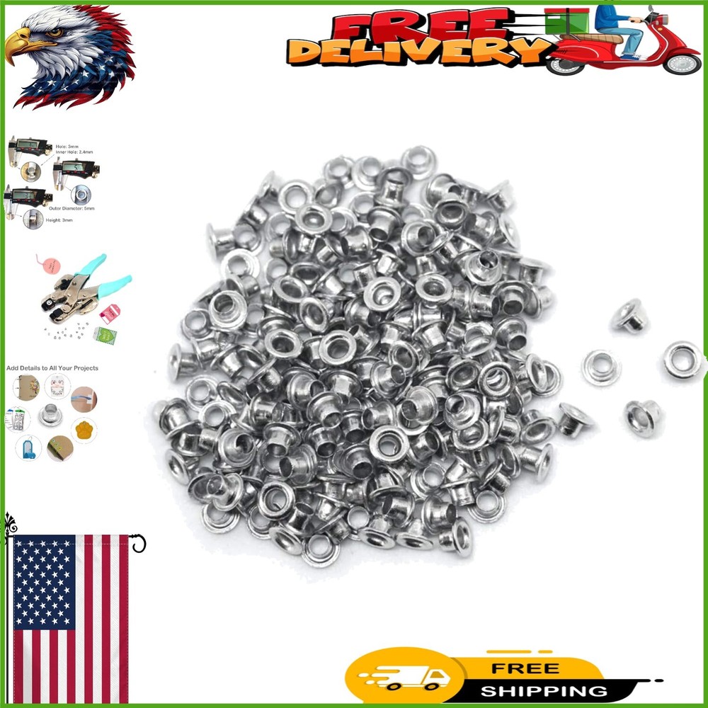 200PCS Silver Aluminum Quicklet Eyelets for Elegant Scrapbooking & DIY Projects